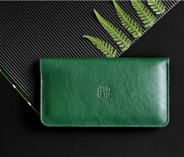 Зеленый кожаный чехол-кошелек для iPhone 5/5s Handwers Ranch