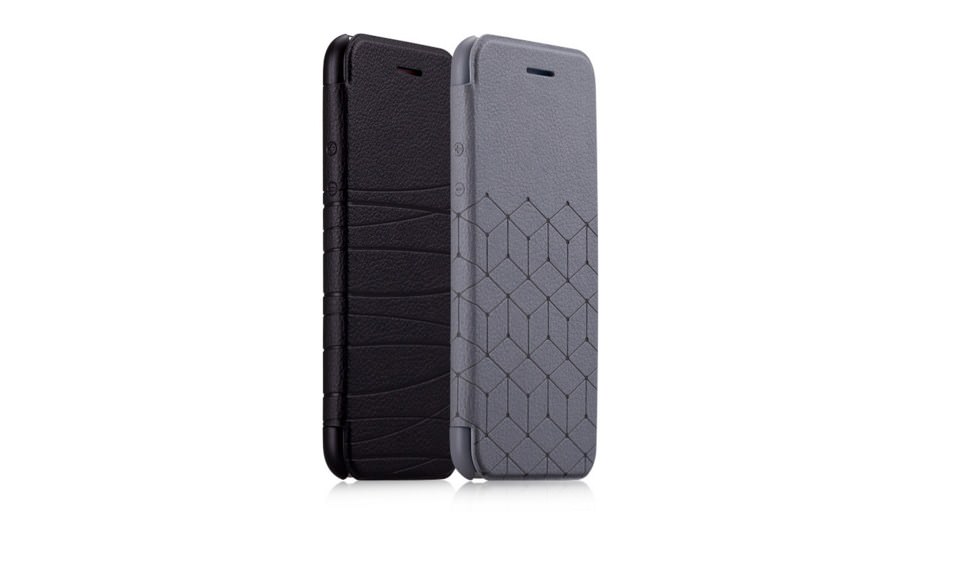 Черный кожаный чехол-книжка с отделением под карту для iPhone 6/6s Momax Elite