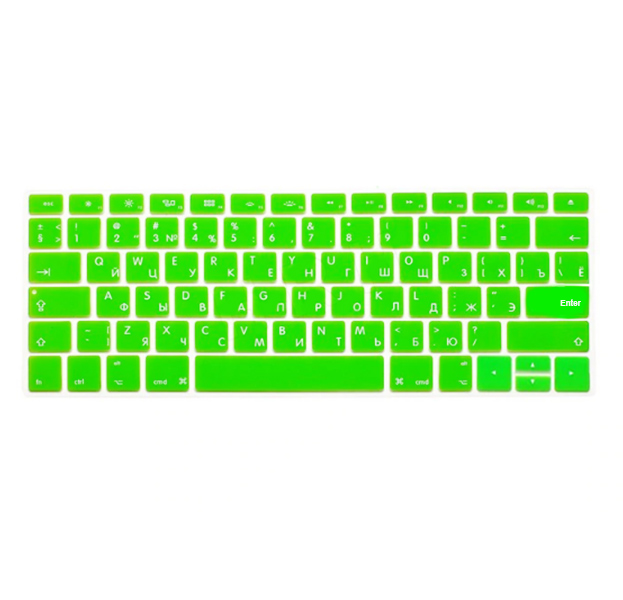 Зеленая силиконовая накладка на клавиатуру для Macbook 12/Pro 13/15 2016/2017 (US)
Зеленая силиконовая накладка на клавиатуру для Macbook 12/Pro 13/15 2016/2017 (US)