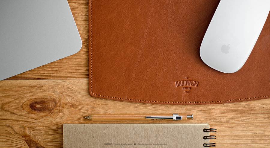 Коричневый кожаный коврик для компьютерной мыши Handwers Surface