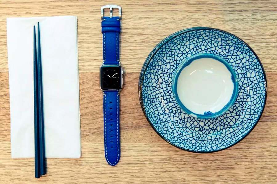 Синий кожаный ремешок для Apple Watch 42mm Kajsa Classic Collection 