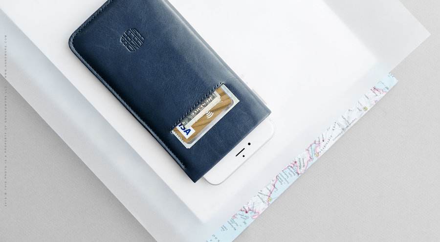 Синий кожаный чехол для iPhone 6 6s 7 Plus Handwers Ancon