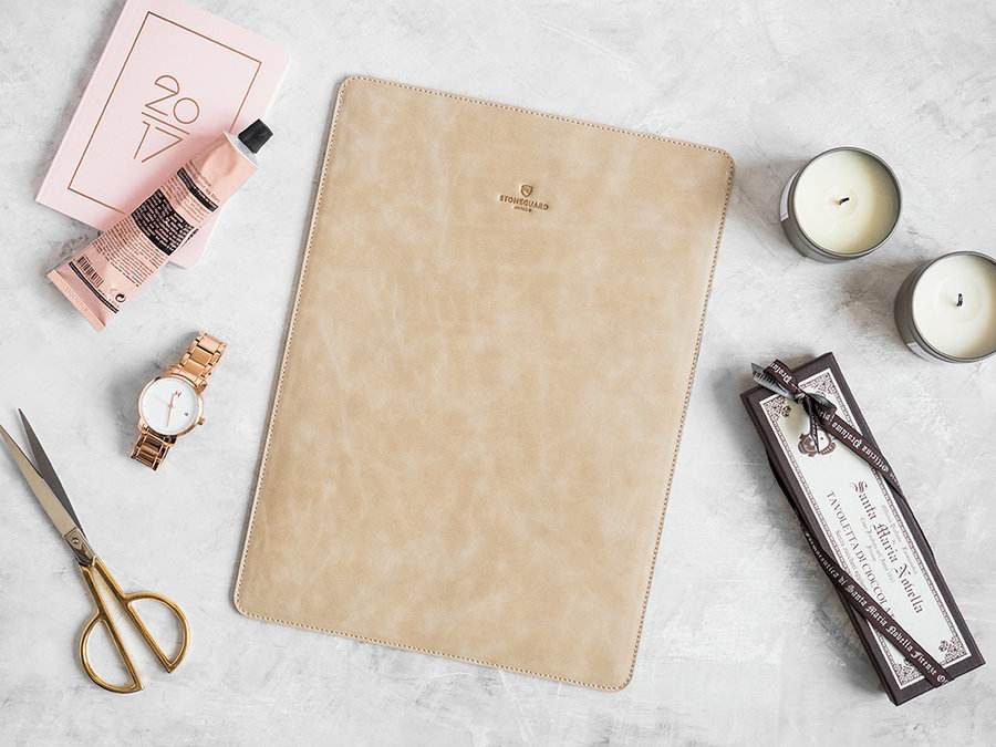 Кожаный чехол для Macbook 12 Stoneguard Biege