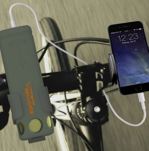 Ударостойкий Bluetooth динамик Promate Bikermate Army с креплением на руль велосипеда