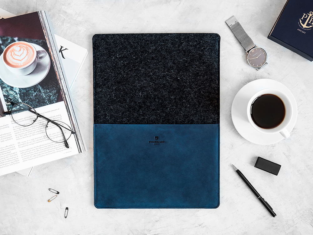 Кожаный чехол для Macbook Pro 13" Retina Stoneguard Ocean/Coal