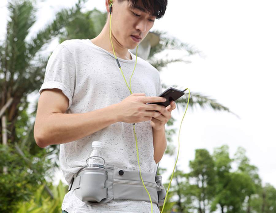 Серая поясная сумка для смартфонов Rock Multifunctional Running Belt 