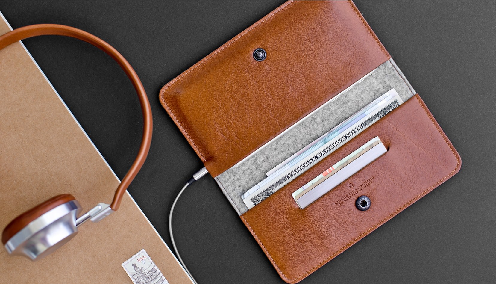 Чехол-кошелек из натуральной кожи коричневого цвета для iPhone 5/5s