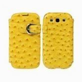 Желтый кожаный чехол для Samsung Galaxy S3 Zenus Mastige Ostrich With Metal