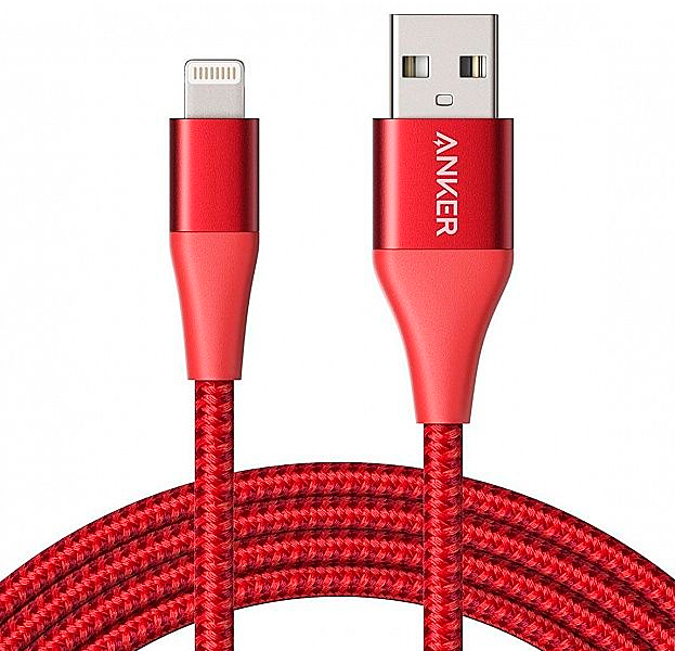 

Красный усиленный USB-кабель Lightning Anker PowerLine + II 0.9m