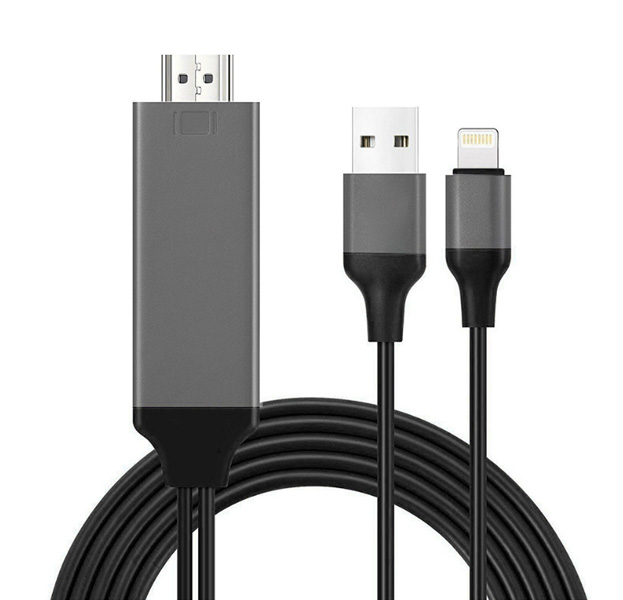 

Черный кабель HDMI to Lightning / USB 1080HD 2m