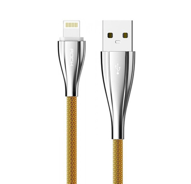 

Золотой металлический USB-кабель Lightning Rock Metal Cable 300 mm