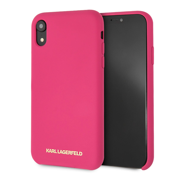 

Розовый силиконовый чехол-накладка для iPhone XR Lagerfeld Karl
