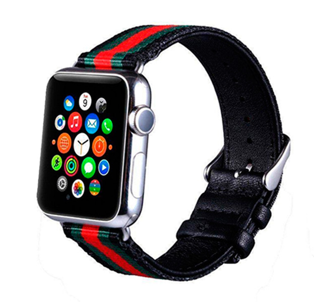 

Черный кожаный ремешок в полоску для Apple Watch 42/44 mm Striped Band