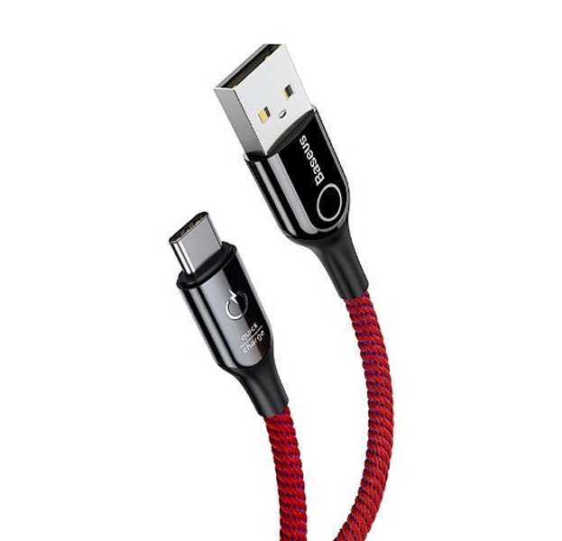 

Красный усиленный кабель USB/USB Type-C Baseus C-shaped Light QC 3A 1m