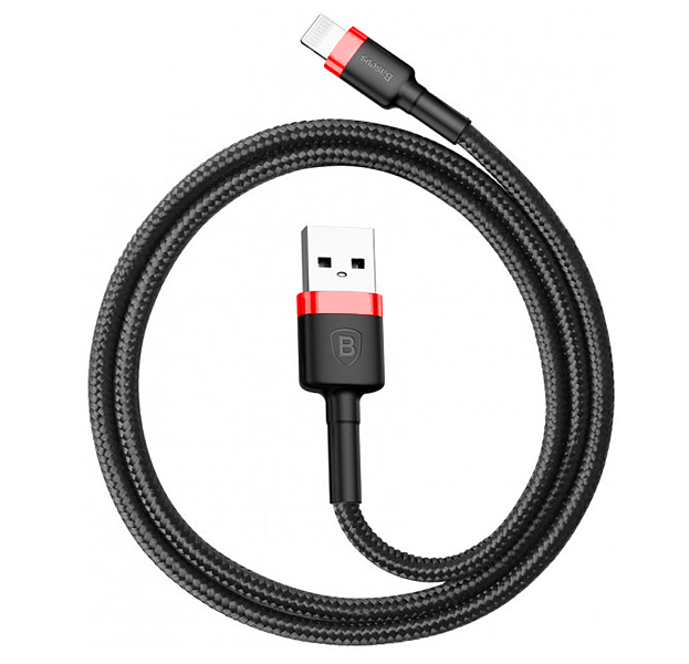 

Черный USB-кабель Lightning Baseus 2.4А Cafule Cable 1m Red