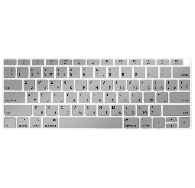 

Серебристая силиконовая накладка на клавиатуру для Macbook Air 13 2018 (US)