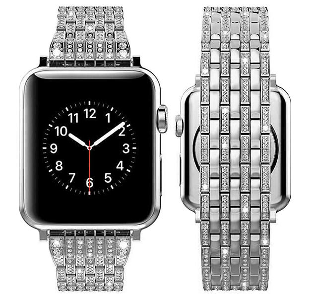 

Серебристый металлический ремешок для Apple Watch 38/40 mm Diamond