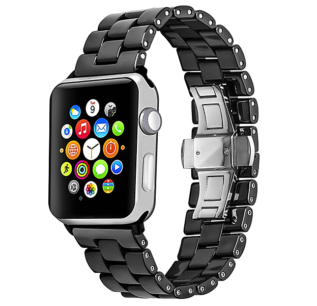

Черный керамический ремешок для Apple Watch 42/44 mm 3-Bead Ceramic Watchband