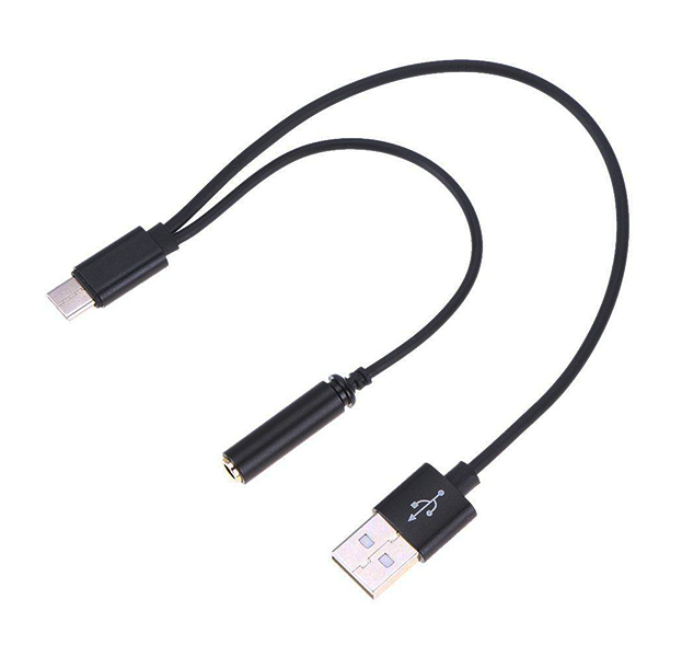 

Черный Type-C кабель 2в1 USB/3.5 мм