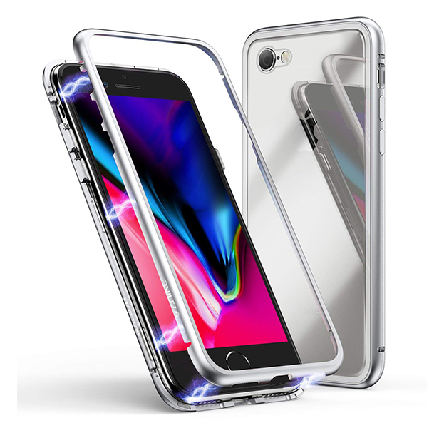 

Чехол-накладка для iPhone 7/8 Maibake 360 Magnet Glass Case Silver, Белый