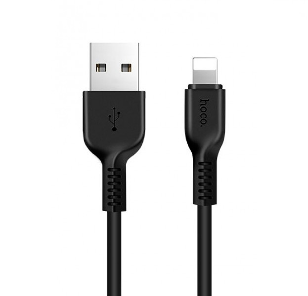 

Черный усиленный USB-кабель Lightning Hoco X13 2.4A