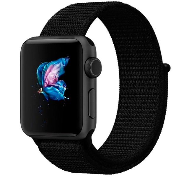 

Угольно-черный нейлоновый ремешок на липучке для Apple Watch 38/40 mm