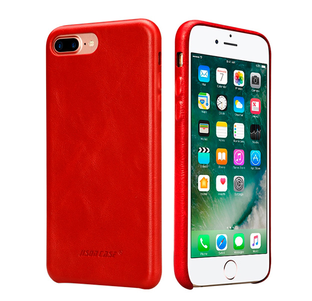 

Красный кожаный чехол накладка для iPhone 7/8 Plus Jisoncase