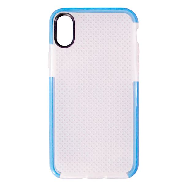 

Голубой силиконовый чехол для iPhone X/XS Silicone Protect, Прозрачный