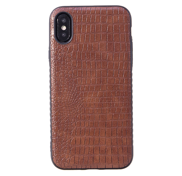 

Кожаный чехол-накладка для iPhone X/XS Robobear Crocodile R-7 Brown, Коричневый