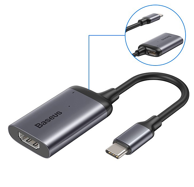 

Серый переходник Baseus Enjoy Series Hub Type-C to HDMI/Type-C PD