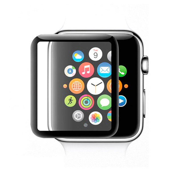 

Черное защитное стекло для Apple Watch 38mm COTEetCI 4D glass Screen Protector