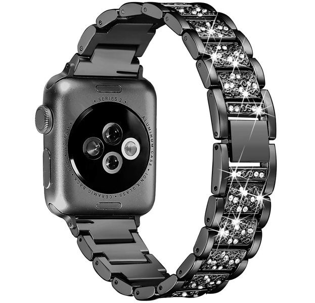 

Черный металлический ремешок для Apple Watch 38/40 mm Full Diamond