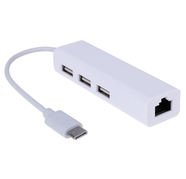 

Белый переходник USB Type C to 3 USB 3.0/Ethernet