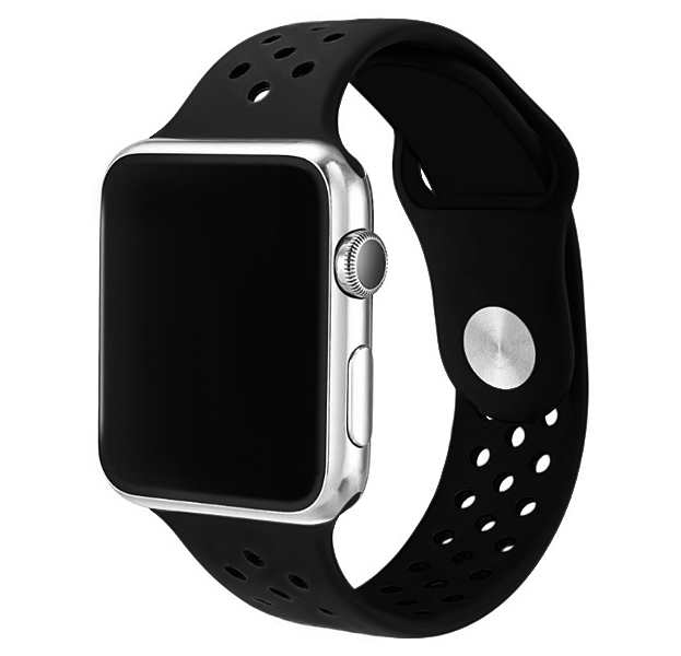 

Силиконовый спортивный ремешок для Apple Watch 38/40 mm Perforated Band Black