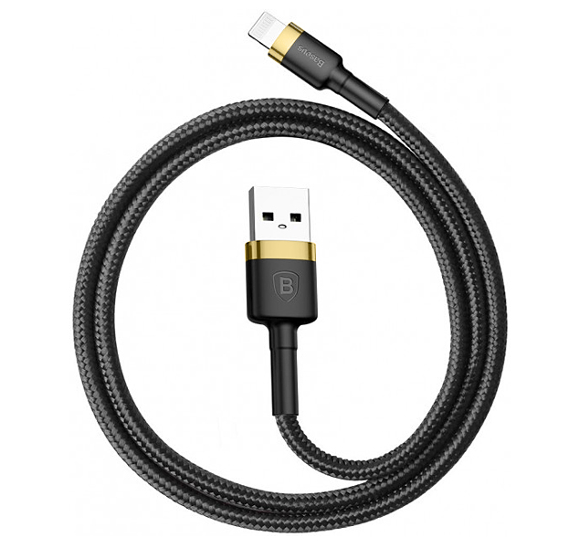 

Черный USB-кабель Lightning Baseus 2.4А Cafule Cable 1m Gold