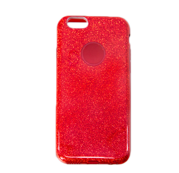 

Красный силиконовый чехол-накладка с блестками для iPhone 6/6S
