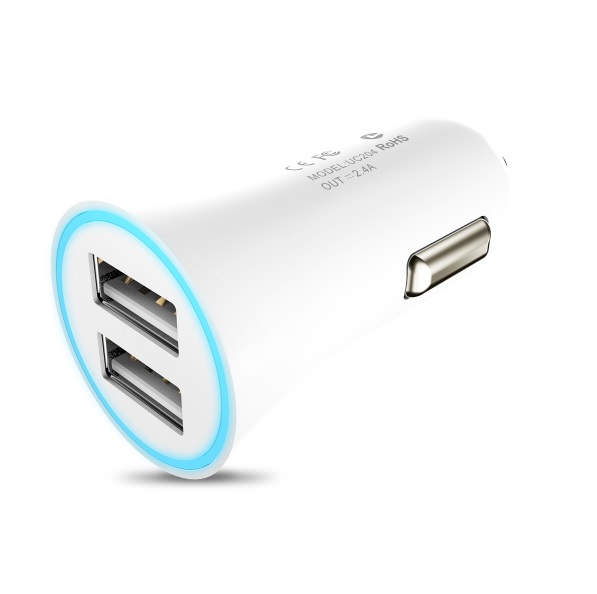 

Белое автомобильное зарядное устройство Hoco 2USB 2.4A
