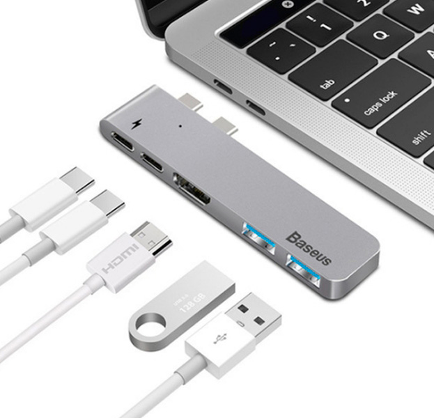 

Переходник для Macbook Baseus 5 в 1 Thunderbolt / Type-c / HDMI / 2x USB 3.0