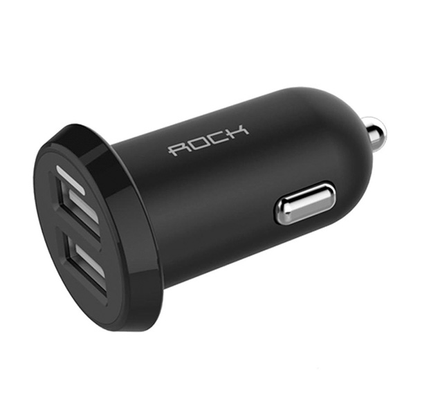 

Черное автомобильное зарядное устройство Rock Ditor Car Charger 2 USB 2.4A