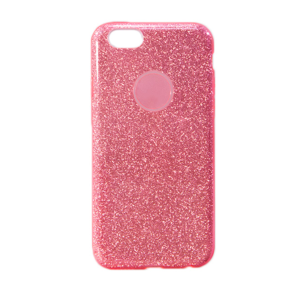 

Розовый силиконовый чехол-накладка с блестками для iPhone 6/6S