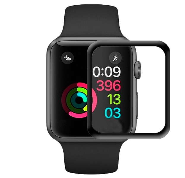 

Черное защитное стекло для Apple Watch 42mm 3D Glass
