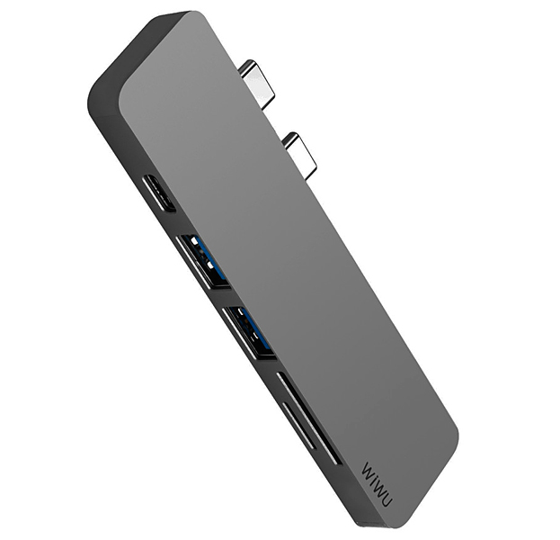 

Серый переходник WiWU 5-in-1 Type-C Hub T8 Lite