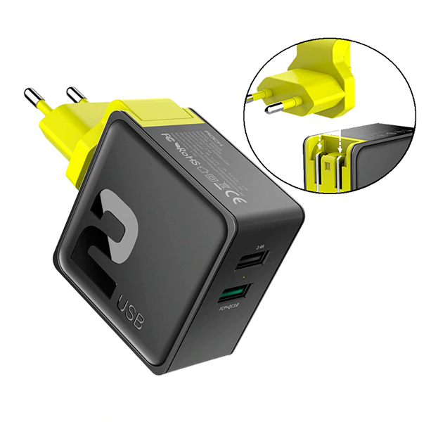 

Сетевое зарядное устройство Rock Sugar Travel Charger 2USB FCP+QC3.0