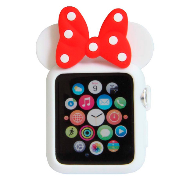 

Белый силиконовый чехол для Apple Watch 38 mm Minnie Mouse