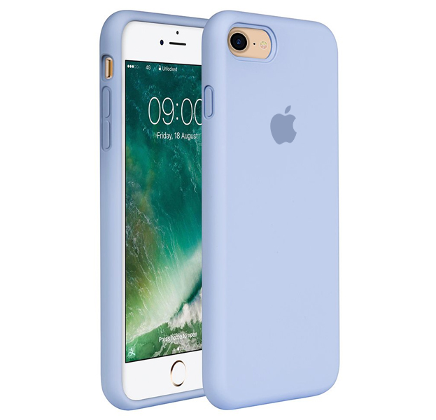 

Светло-синий силиконовый чехол для iPhone 7/8 Silicone Case Full Cover, Голубой