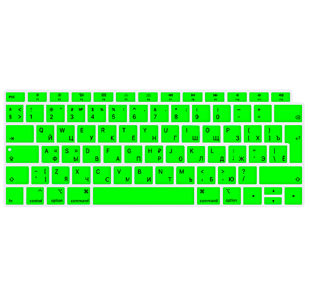 

Зеленая силиконовая накладка на клавиатуру для Macbook Air 13 2018 (Rus/Eu)