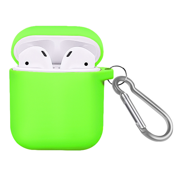 

Зеленый силиконовый чехол для Apple AirPods с карабином Soft-touch Case