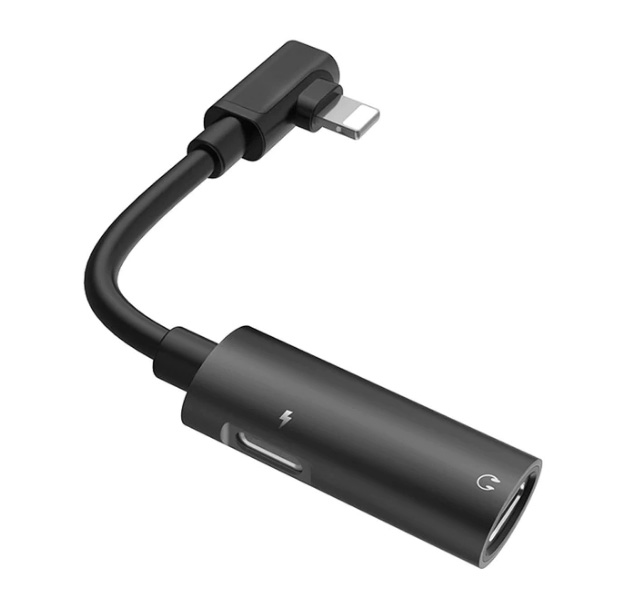 

Черный адаптер 2 в 1 Lightning Hoco LS18