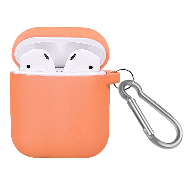 

Персиковый силиконовый чехол для Apple AirPods с карабином Soft-touch Case