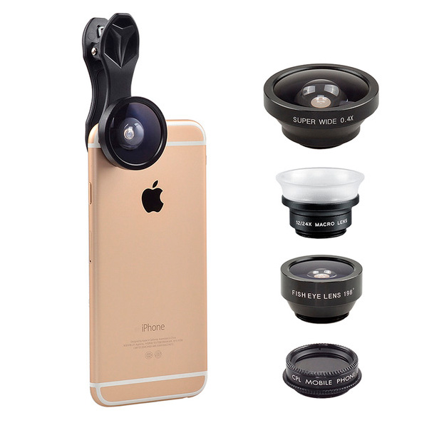 

Набор линз Apexel 5-in-1 Macro Lens(2 шт.)/Wide Angle/Fisheye/CPL